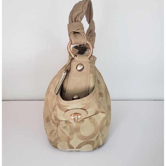 COACH Large Parker Op Art Rose Gold Hardware Jacquard and Leather Hobo Satchel - Picture 4 of 15